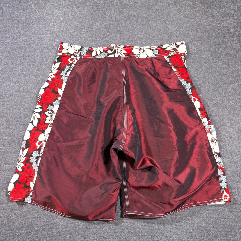 Bacardi Board Shorts Mens 34 Burgundy Floral Puerto Rico Hawaii Swim Trunks - Picture 7 of 8